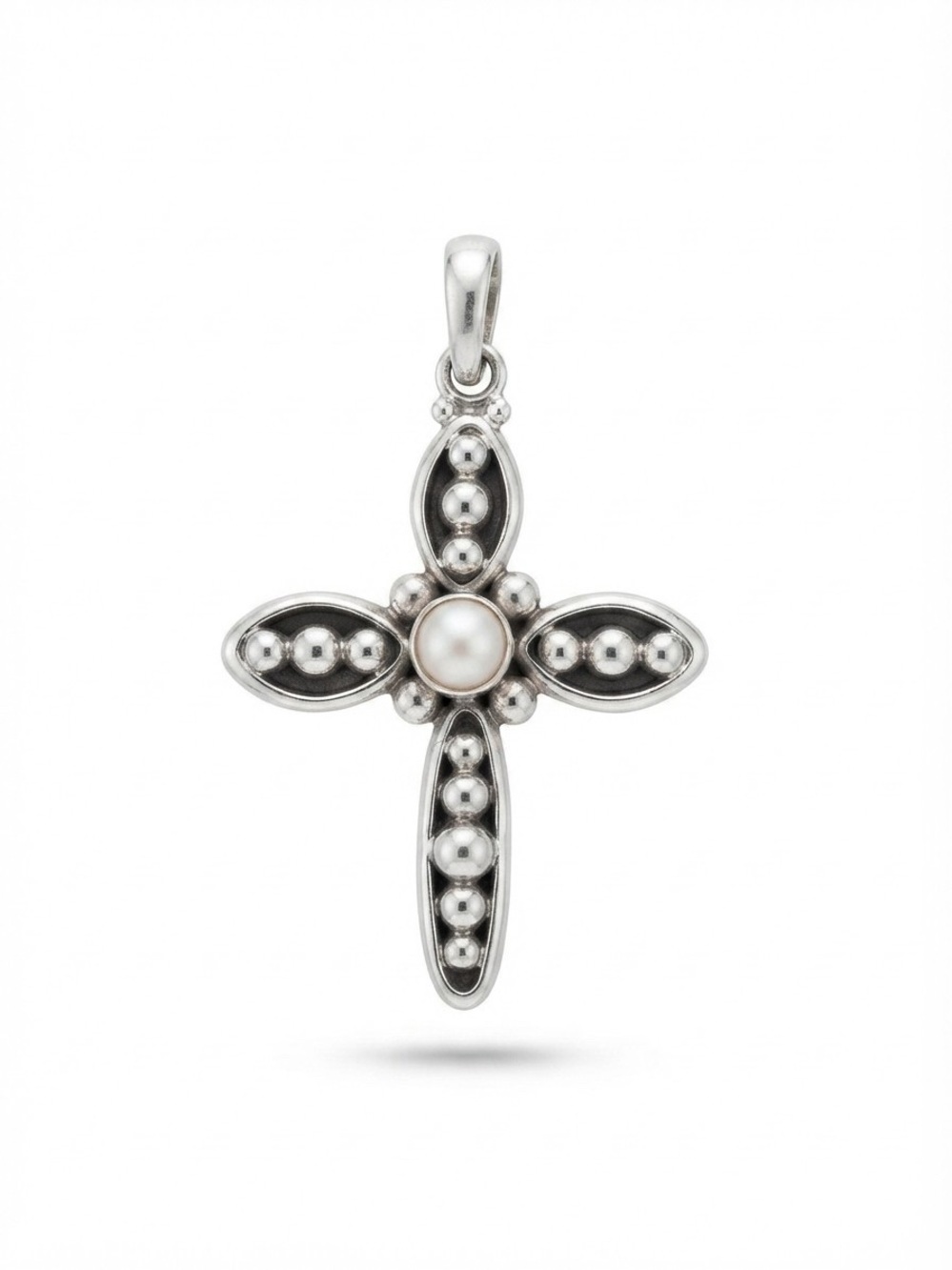 Silpada Silver Cross Pendant with White Pearl
